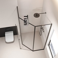 Paroi de séparation de douche en verre de type diamant, séparation sèche et humide, toilettes domestiques, écran de bain extrêmement étroit, porte coulissante