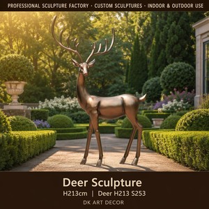 Sculpture de cerf en fibre de verre S253, finition bronze antique, statue de cerf, ornement, sculpture animale extérieure personnalisée, vente en gros d'usine - Product Image 1
