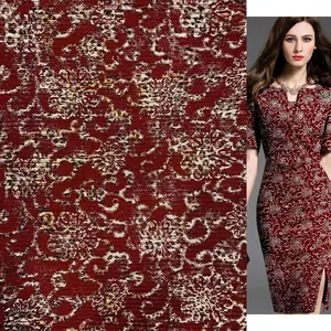 Tissu de luxe robe femme métal vague tricoté imprimé plissé 230g 95 Polyester 5 Spandex tissu élastique