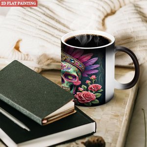Thick Handle <b>Ceramic</b> <b>Mug</b> 11oz Heat Changing Drinking Cup Frosted Black Wear Resistant - Product Image 3