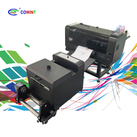 Cowint A3 Dual-Head XP600 DTF Printer-Mesin Cetak Langsung ke Film Otomatis Penuh Terbaru DTF CMYKW Penggoyang Bubuk Tinta Pengering 30cm