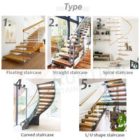 Escalier contemporain moderne en colimaçon en acier inoxydable avec bande de roulement en bois de chêne Marches métalliques intérieures faciles pour Villa Hôtel Maison