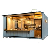 Maison conteneur détachable personnalisable avec panneau sandwich en laine de roche, boutique mobile, kiosque alimentaire de marché de rue, maison d'hôtes panoramique
