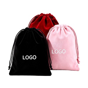Cheap Wholesale Velvet Drawstring <b>Bag</b> Custom Logo Velvet Pouch for Jewelry Cosmetics Wedding Favor <b>Small</b> <b>Gift</b> Storage - Product Image 1