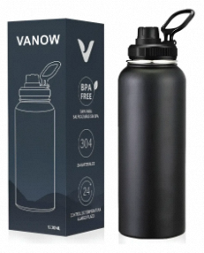 Bouteille isotherme VANOW en acier inoxydable 40 oz, isolée sous vide, pour boissons chaudes et froides, bouteille d'eau de voyage - Product Image 1