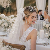 Ensemble 2 pièces Voile, Écharpe et Bandeau pour future mariée, Accessoires de Mariage pour Enterrement de Vie de Jeune Fille et Fête Prénuptiale
