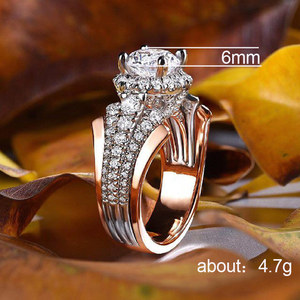 Two Tone Ring For Women Sparkling Stone Simple Fashion Finger Jewelry <b>Gift</b> - Product Image 5