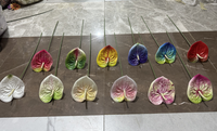 J-05212 kualitas tinggi sentuhan asli PU tunggal Anthurium meninggalkan bunga buatan untuk dekorasi rumah pernikahan