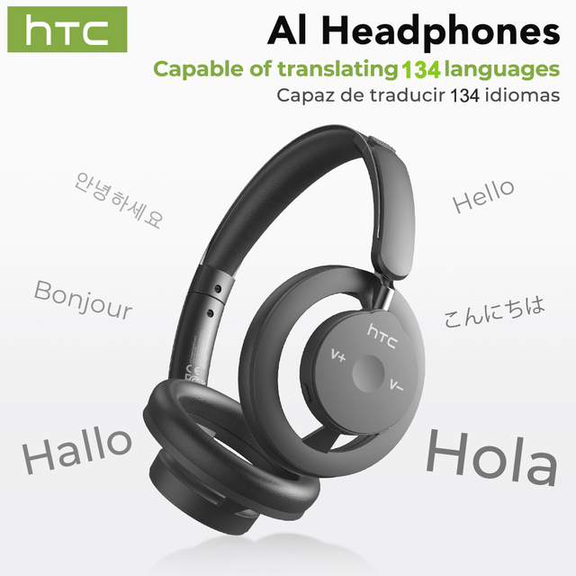 HTC HP06 AI Translator True Wireless Earbuds  6.0 Open-Back Smart Headphones Compatible with Computers and Phones