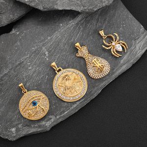 Ciondoli di Lusso Hip Hop in Acciaio Inossidabile Placcati Oro 18K con Borsa Soldi, Testa di Lupo, Ragno e Zirconia Cubica per Creazione Gioielli - Product Image 2