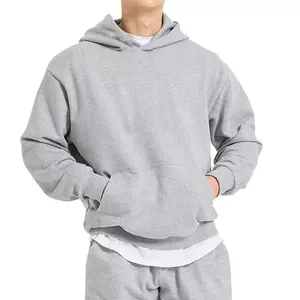 Vente en gros Sweatshirts à capuche unis à épaules tombantes imprimés bouffants personnalisés Sweatshirts à capuche Hip Hop en coton épais et surdimensionnés pour hommes