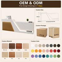 Bureau d'accueil en bois personnalisable de luxe léger et écologique de la marque VIGOR pour bureaux, piscines, salons de beauté, centres commerciaux