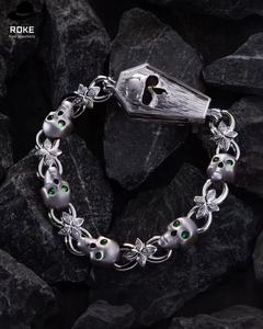 Collar Hip Hop con Calavera Gótica de Ojo Verde, Cadena Cubana, Oro/Platino de 9K-18K, Diamantes de Laboratorio 3D, Certificado IGI - Product Image 6