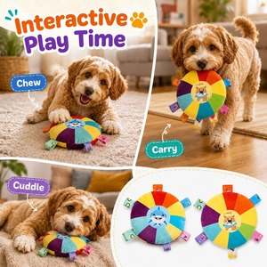 Dog Sounding <b>Plush</b> Toy Bell Cartoon Flying Disc Toy Small Dog Teeth Grinding Toy Wear-resistant Bite-resistant Puppy Pet Product - Product Image 5