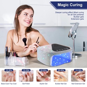 Trắng/handmade Rhinestones <span class=keywords><strong>UV</strong></span> đèn Grs chứng nhận hai tay 54 Wát 2in1 Led Nail đèn có thể sạc lại móng tay máy sấy <span class=keywords><strong>UV</strong></span> LED Đèn - Product Image 5