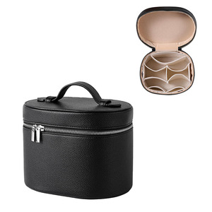 PU Leather Bucket <strong>Makeup</strong> <strong>Bag</strong> Large Capacity Toiletry <strong>Bag</strong> Hand-held Strap Mirror Multiple <strong>Compartments</strong> for Cosmetics Storage <strong>Bag</strong> - Product Image 5
