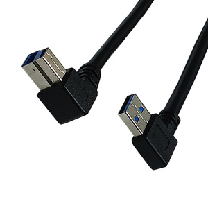 Câble de données USB 3.0 à angle droit AM vers BM 90 degrés, fil de cuivre noir moulé par injection, emballage individuel - Product Image 1