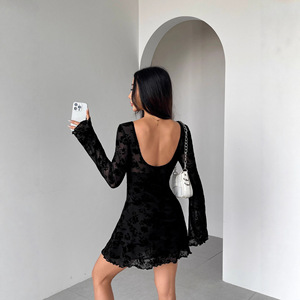 <span class=keywords><strong>Robe</strong></span> d'automne 2026 Nouvelle Collection – Flocage, Manches Longues, Motifs Floraux, Découpes et Nœud – Vêtements Femme - Product Image 2