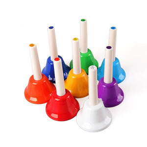 Clochettes à main colorées 8 tons, 8 pièces, vente en gros directe d'usine, instrument de percussion Orff pour l'enseignement des enfants, vendu par lot - Product Image 1