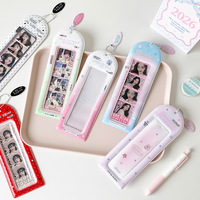 Tempat Kartu KPOP Gaya Korea Gadis Kartun Gradasi Empat Panel Tempat Kartu Penggemar Stiker Strip Panjang Gantungan Tempat Kartu