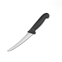Couteau à désosser incurvé de 6 pouces en acier inoxydable avec manche antidérapant en PP, couteau de boucher pour désosser et écorcher la viande, idéal pour boucherie et abattoir
