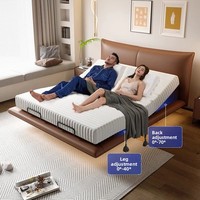 Lit double de mariage en cuir véritable, électrique, intelligent, réglable, multifonctionnel, moderne, simple, minimaliste italien, avec cadre en bois massif