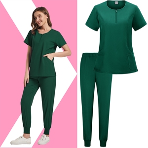 Haute qualité Uniforme infirmière médicale uniforme gommage ensemble femmes et hommes moderne col en v haut et pantalon hôpital vêtements de travail docteur costumes - Product Image 6