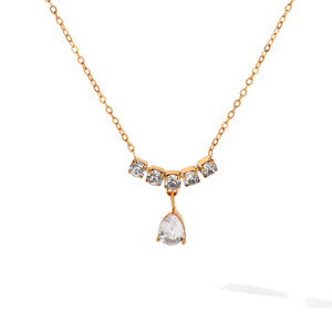 Collar Minimalista con Colgante Geométrico de Circonita, Antideslustre, Pulido, de Acero Inoxidable con Baño de Oro de 18K, Accesorios Diarios para Mujer - Product Image 6