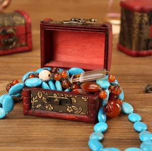 Commercio all'ingrosso piccolo portagioie Mini scatola di legno ricordo scatola di immagazzinaggio per bambini Vintage scrigno del tesoro scatole - Product Image 4
