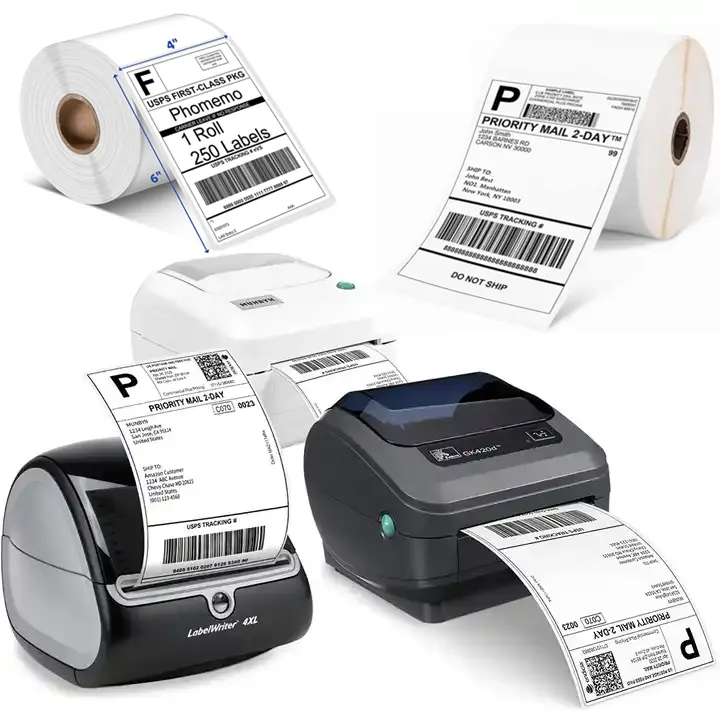 Printer Label kertas alamat pengiriman termal 150mm x 100mm Label pengiriman kilat untuk pengiriman