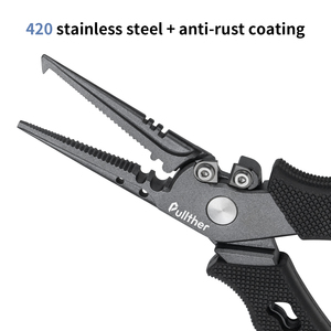 Zoutwatervissers Tang Multitool 7 3Inch Zwart Roestvrijstalen Lijnsnijder Crimper Split Shot Gereedschap Vistang - Product Image 5