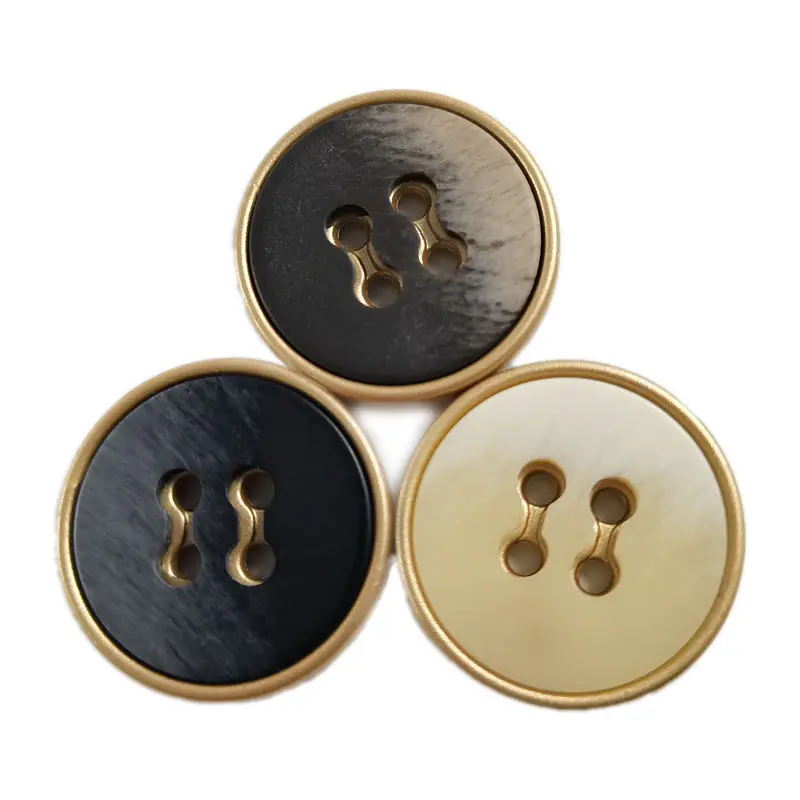 high quality new design resin plastic decorated combined 4holes horn like women overcoat blazer buttons for wool sweater