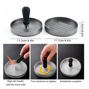 Prensa de hamburguesas de aluminio sin BPA, juego de papeles para hamburguesas de 100 para carne, queso, verduras, hamburguesas, parrilla, barbacoa, barbacoa, herramienta para embutir carne - Product Image 5