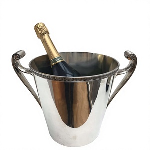 Cubo de Hielo Plateado con Asas, Estilo Coreano, Hermético, Fácil de Transportar, Enfriador de Vino Metálico, para Bar, Fiestas, Decoración de Mesa, Grado Alimenticio - Product Image 1