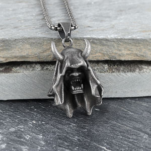 316จี้หัวกะโหลกวินเทจสร้อยคอหัวกะโหลกชั่วร้ายแบบกอธิคสแตนเลสสำหรับนักขี่จักรยานผู้ชายผู้หญิง - Product Image 5