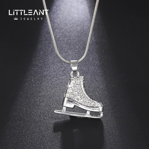 Fine Silver Tone Cristal <span class=keywords><strong>Patin</strong></span> À <span class=keywords><strong>Glace</strong></span> Pendentif Collier Multicolore Zircon Non Fading Patinage À Roulettes Collier <span class=keywords><strong>Pour</strong></span> Adolescents Filles Cadeau - Product Image 2