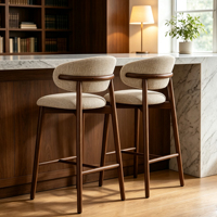 Tabourets de bar modernes en bois massif avec siège rembourré, repose-pieds, sans accoudoirs, pour îlot de cuisine, comptoir, bar, café, hôtel, restaurant, maison