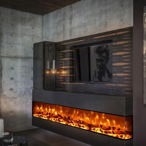 Insert de cheminée électrique 1000 mm en métal au design contemporain avec télécommande pour le chauffage intérieur du salon - Product Image 3