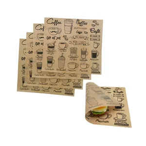 Custom Deli Fastfood Printed burger Paper patterned sheets Greaseproof packaging paper Sandwich wrapping paper