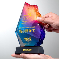 Trophée en cristal en forme de montagne, de haute qualité, pour commémorer la réunion annuelle, récompenses gravées pour le personnel excellent