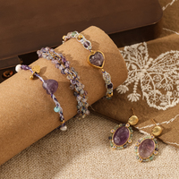 Collier et bracelet en pierres naturelles pour femmes, style bohème, avec cordon tressé réglable, bijoux délicats en perles de cristal de guérison