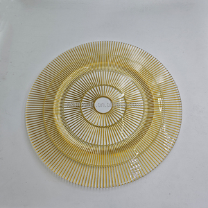 SMOOTH Wholesale Round Gold Radial Pattern Clear Wedding Glass Charger <b>Plates</b> For Dinner - Product Image 3