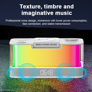 <span class=keywords><strong>Altavoz</strong></span> cargador inalámbrico 6 en 1 de succión magnética de 15W con estación de carga inalámbrica de música con luz de alarma para iPhonw iwatch <span class=keywords><strong>Airpods</strong></span> - Product Image 4