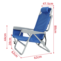 Chaise longue de jardin inclinable et réglable, durable, légère, pliable, portable, avec sangles de sac à dos, rembourrée, pour la pêche