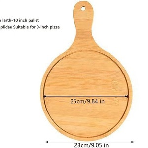 Plateau à pizza en bois, couleur bois naturel, rond, pour servir pizza, steak, poulet frit, usage domestique - Product Image 4