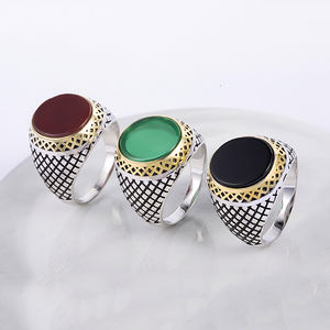 خاتم رجالي جديد بالجملة من الذهب عيار 18 قيراط مع أحجار كريمة - Product Image 5