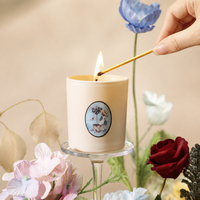 Bougie parfumée en cire de soja de la série Tuileries Garden, illustration florale vintage, crème beige, parfum d'ambiance pour la maison, aromathérapie, vente en gros