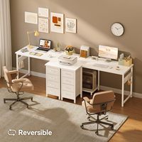 Bureau d'angle peu encombrant en forme de L avec 4 tiroirs, 100x70cm, table d'ordinateur noire, design réversible, bureau d'angle polyvalent
