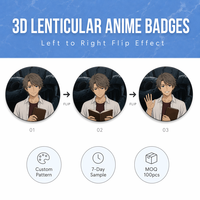Badge Anime 3D Lenticulaire en Gros, Broche Personnalisée à Image Changeante, Pin's de Dessin Animé, Badge de Collection Anime en Vrac