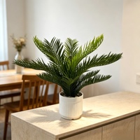 Vente en gros usine : Plante artificielle Cycas Revoluta en pot, faux palmier Sago Bonsaï avec pot blanc pour la décoration de bureau et de table